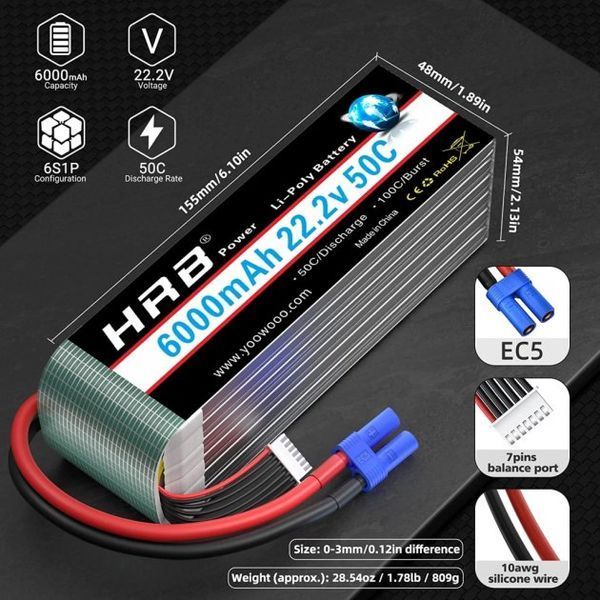 HRB Lipo 6s 6000mAh 50C Lipo66000 фото